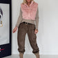 Vest in knusse imitatiebontlook - roze