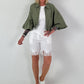 Sommer Crop-Jacke mit halben Arm -  khaki
