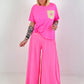 T-Shirt with glitter patch - neon pink