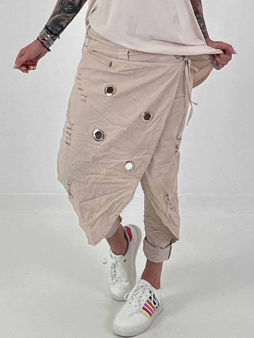 Stylische Hose im Knit-Look - beige