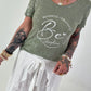 T-Shirt mit transparenten Pailletten - khaki