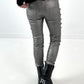 Leather imitation trousers model "Commander Chic" - dark silver