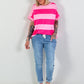 Sweat T-Shirt mit Streifen - pink-rosa