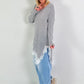Knit sweater with lace - grey