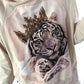Stylisches Sweatshirt  mit großem Patch Tiger - beige