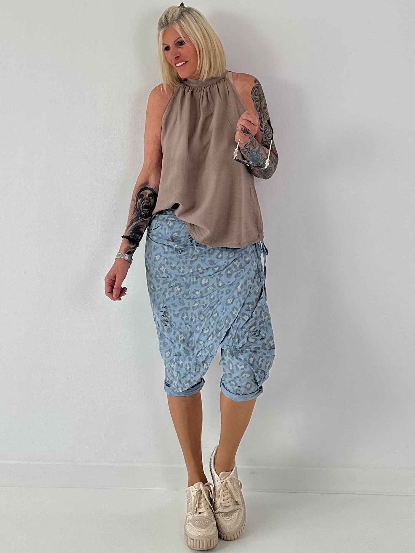 Neckholder Top -taupe