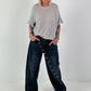 Lightweight sweater with half sleeves - light grey