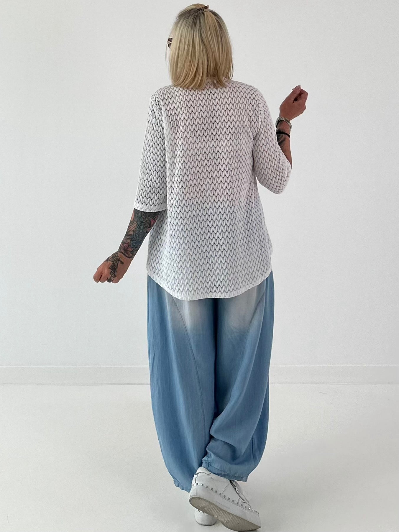 T-Shirt mit halben Arm - weiss
