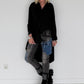 Hemdbluse mit Strukturstreifen - schwarz