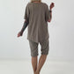 T-Shirt mit Häkelstern-Nieten-Cut-Outs - taupe