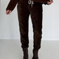 Hose in Knit-Look mit elastischem Bund - mokka