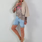 Sommer Crop-Jacke mit halben Arm - beige
