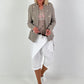 Leinen Blazer mit Zierknöpfen und Ripp-Details - taupe