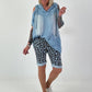 Jeansshirt mit Cut-Outs und Kapuze- hellblau