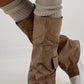 Suede-look boots, model "Utility" - taupe