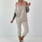 Shirt mit Cold Shoulder und Leo Strass - beige