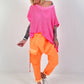 Häkelshirt mit Fransen asymmetrisch - neonpink