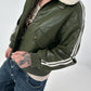 Stylish pilot jacket in leather look - olive