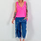 Oversized Top mit silbernen Ösen - neonpink