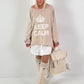 Oversized shirt model "KEEP CALM" - beige