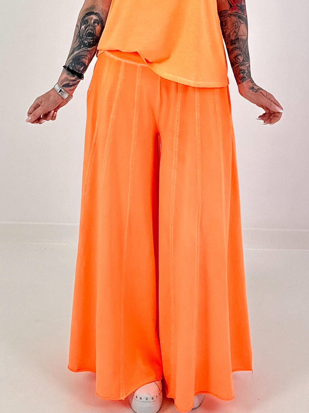 Sweat Palazzo Pants - neon orange