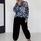 Sweater in all-over leopard print with rhinestone and glitter smileys - light blue-multicolored