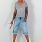 Short Jeans Baggy with Overlay - Light Blue