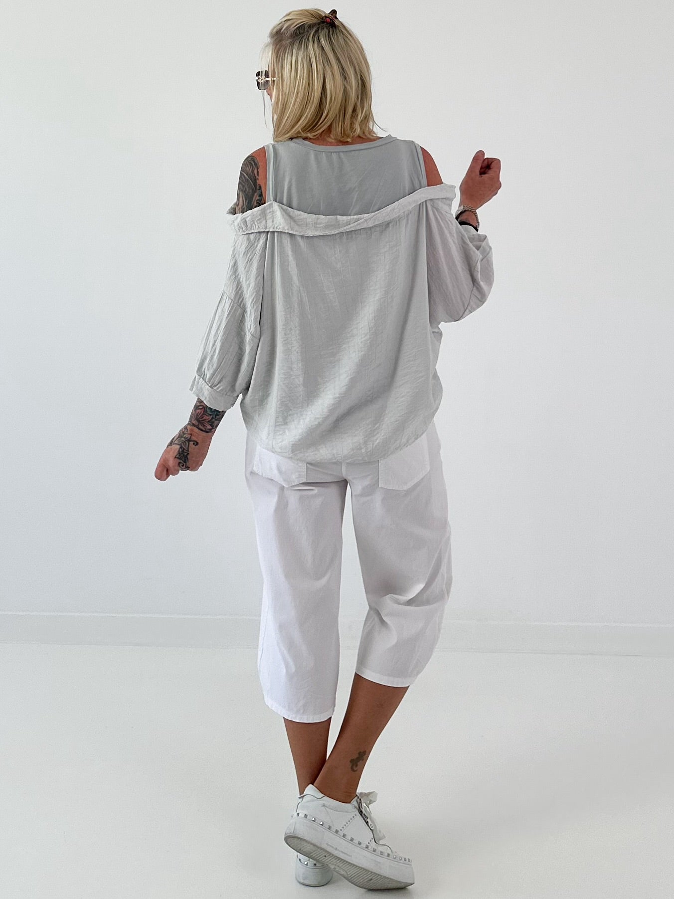 Tunika mit integrierten Top - grau