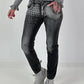 Jeans mit aufwendigen Details - used-black