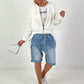Bomberjacke mit gerafftem Arm - weiss