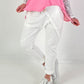 Baggy Hose mit Linksnähten - weiss
