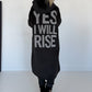 Mantel mit Kapuze Yes I Will Rise - schwarz
