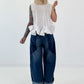 Ärmellose Bluse mit Volants  - weiss