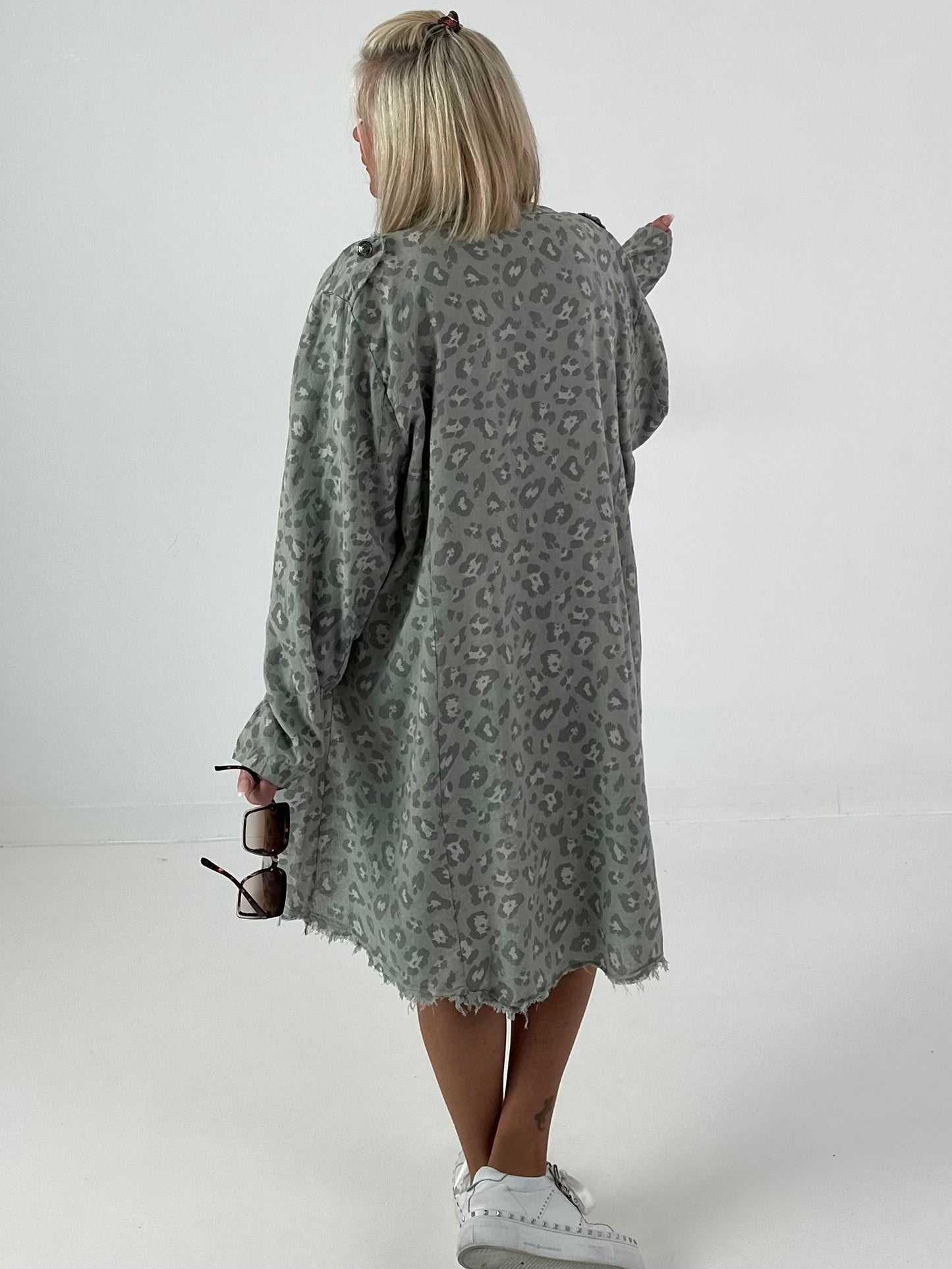 Oversized Leo Leinen Military Mantel - khaki