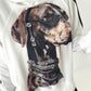 Stylisches Sweatshirt  mit großem Patch Dog - weiss