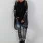 Stylish Long Mesh Shirt with Skull Details - black