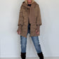 Winterjacke 2 Looks mit Stulpenärmeln und abnehmbarem Strickeinsatz - taupe