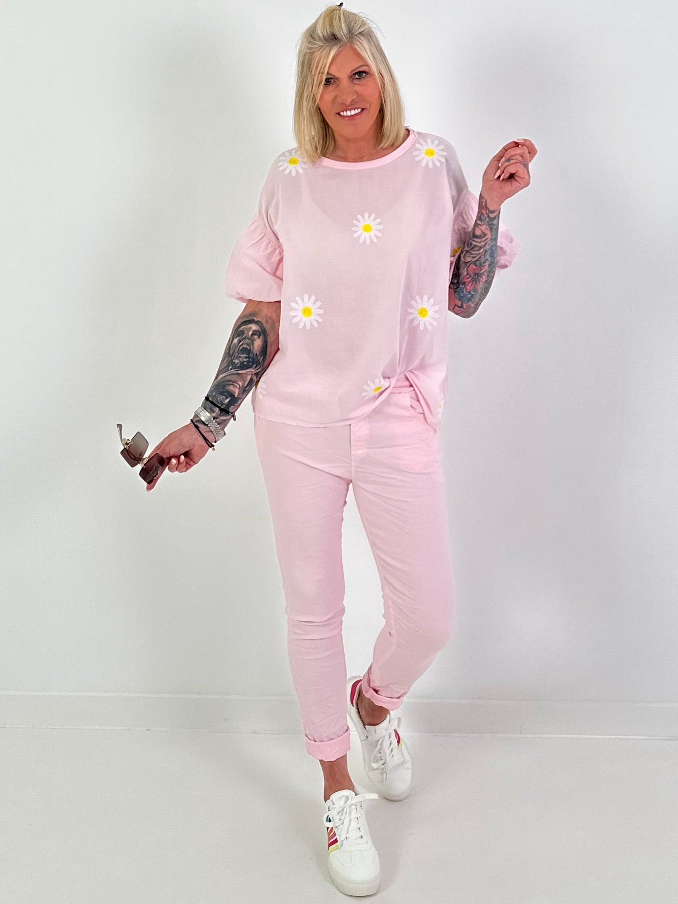 Blouse met pofmouwen - roze