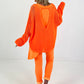 Crochet sweater with back cut-out - neon orange