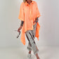 Jeans mit Batikmuster - grau-neonorange-dunkelbraun
