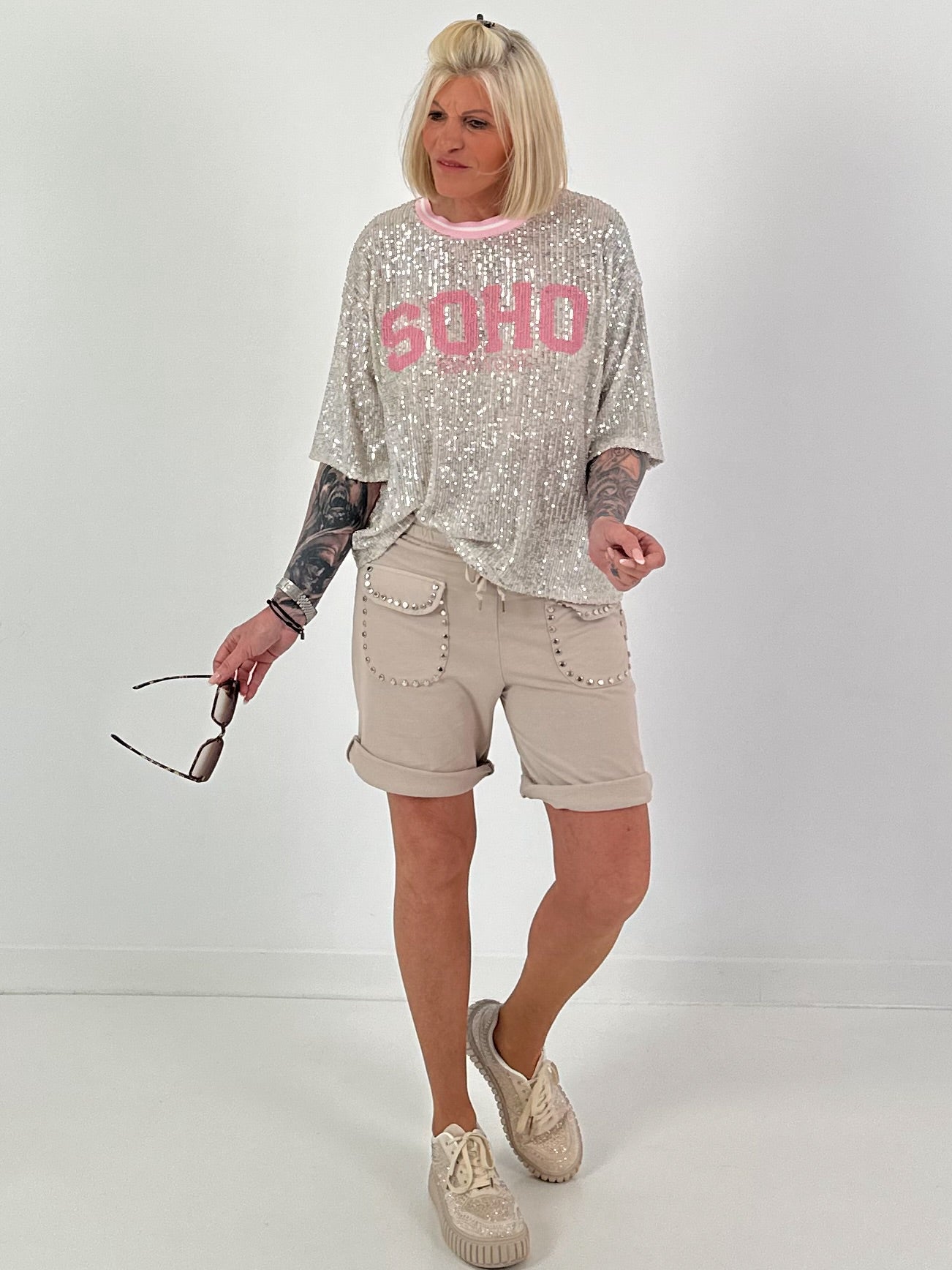 Sequin Shirt Soho - silver-pink
