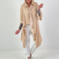 Oversized asymmetrical blouse with tie - sand