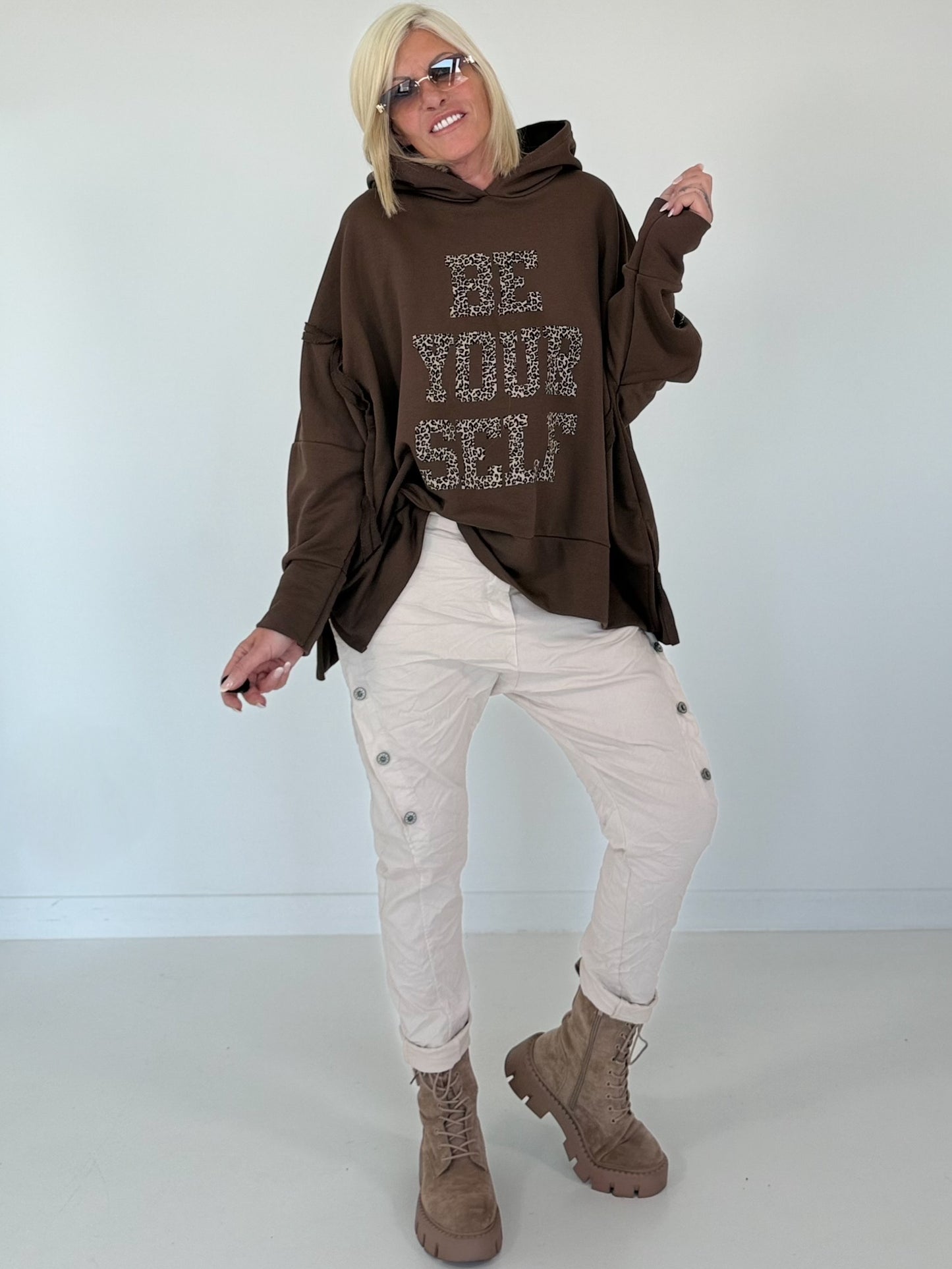 Oversized Hoodie Be Yourself - mokka