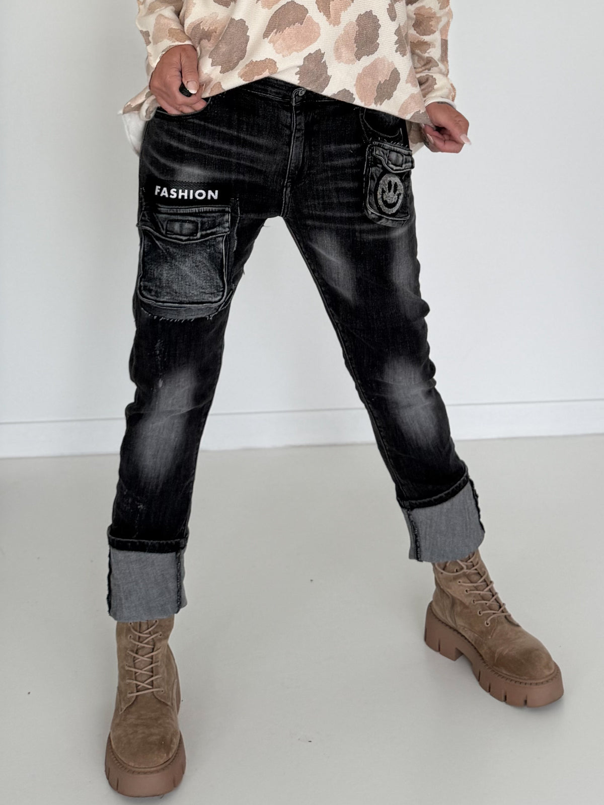Jeans Fashion Smiley - used-black