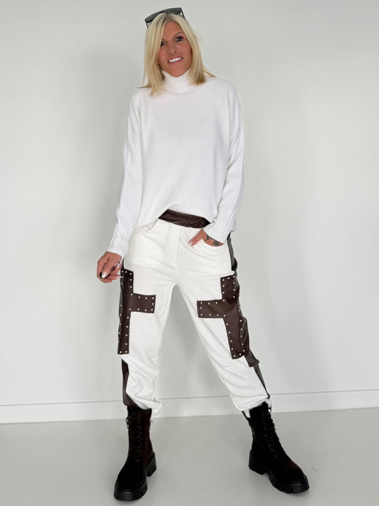 Basic Turtleneck-Pullover - weiss
