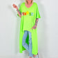 Oversized Long Shirt Sunset - neon green