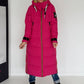 Daunenmantel mit Kapuze - pink
