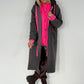 Coat in teddy curl look with neon accents - anthracite