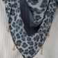 Dreieckstuch mit Mustermix und Charms - anthrazit-leo-mehrfarbig