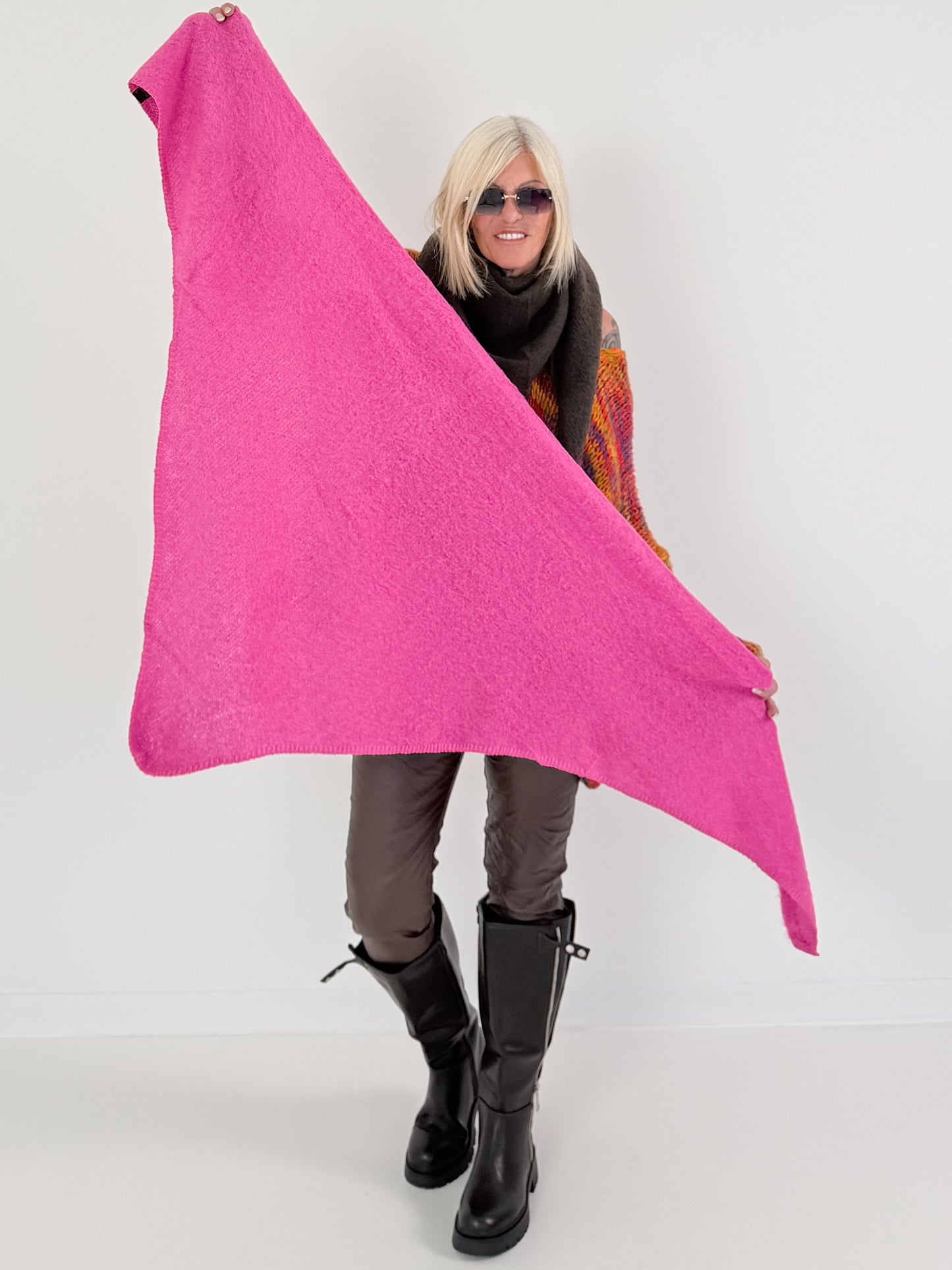 Knusse driehoekssjaal - roze